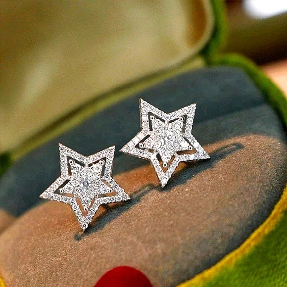 NEW Sparkly Pave Star Stud Earrings 🌟 925 Sterling Silver - Picture 4 of 11